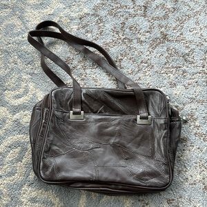 Vintage Leather Patchwork Multi-compartment Purse Brown